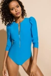 Stylest Dreamsculpt Puff Sleeve Zip In Blue
