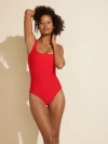 Stylest Square Neck Tank Suit One Piece Hot Pepper In Red