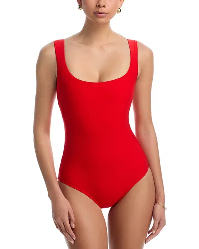 Stylest Dreamsculpt Square Neck Tank One Piece Swimsuit In Red