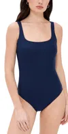 Stylest Sculpting Square-neck One-piece Swimsuit In Navy