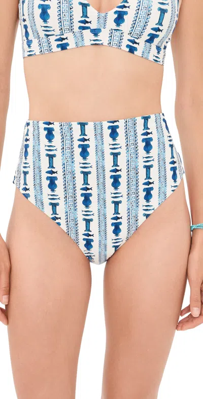 Stylest Lia Burke High Waisted Bikini Bottoms Greek Stripes In Blue