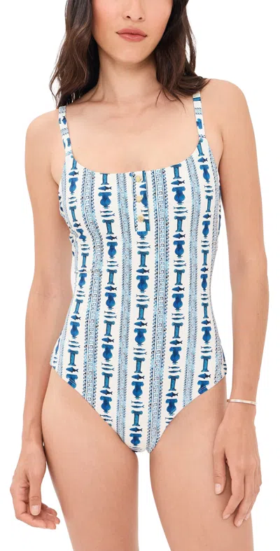 Stylest Lia Burke One-piece Swimsuit Greek Stripes In Multi
