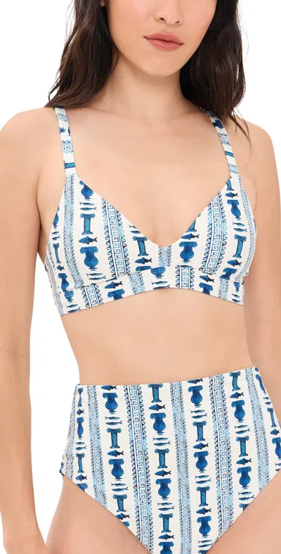 Stylest Lia Burke Push Up Bikini Top Greek Stripes In Multi