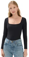 Stylest Long Sleeve Bodysuit Caviar In Caviar