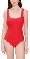 Stylest Square Neck Tank Suit One Piece Hot Pepper In Red