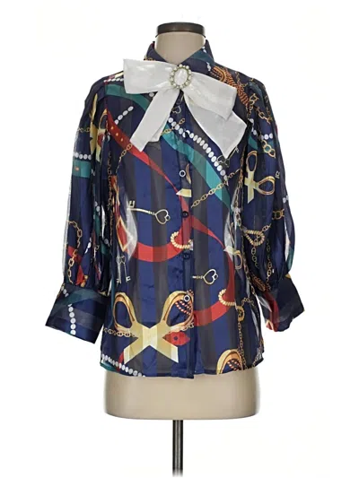 Stylewe 3/4 Sleeve Blouse In Blue