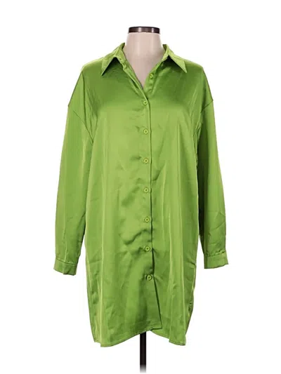 Pre-owned Stylewe 3/4 Sleeve Button Down Shirt In Green