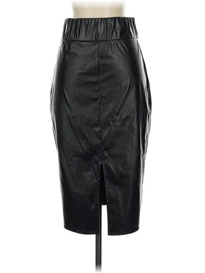 Pre-owned Stylewe Faux Leather Skirt In Black