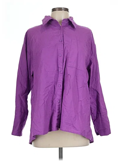 Pre-owned Stylewe Long Sleeve Polo Shirt In Purple