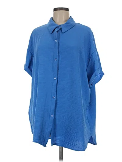 Pre-owned Stylewe Short Sleeve Blouse In Blue