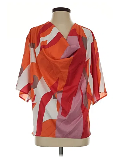 Pre-owned Stylewe Short Sleeve Blouse In Orange