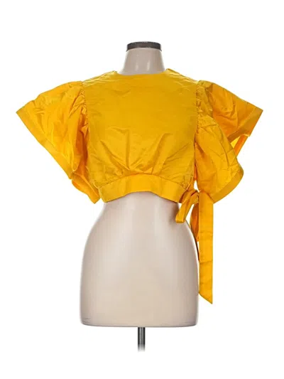 Pre-owned Stylewe Short Sleeve Top Yellow One Shoulder Neckline Tops