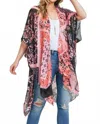 Styline Print Kimono In Pink In Multi