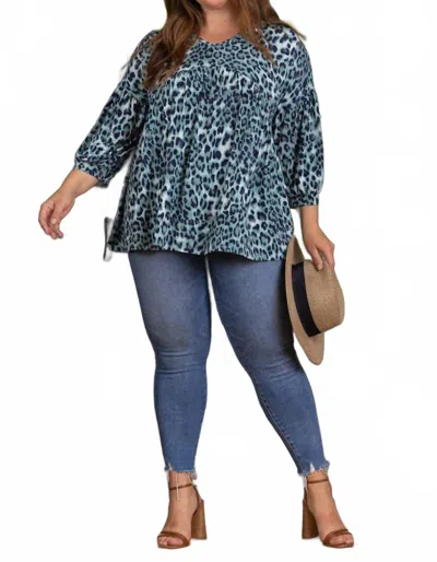 Stylish Wholesale Animal Print Baby Dolly Knit Top In Blue