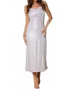 Stylish Wholesale Sequin Chain Strap Dress In White/silver In Silver