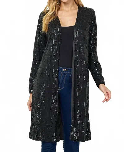Stylish Wholesale Sequin Long Sleeve Cardigan In Black