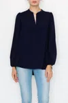 Stylive Everyday Long Sleeve Blouse In Black In Black