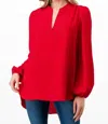 Stylive Everyday Long Sleeve Blouse In Red In Red