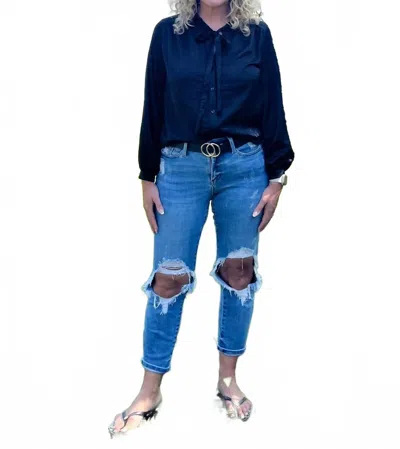 Stylive Finishing Touches Top In Black In Blue