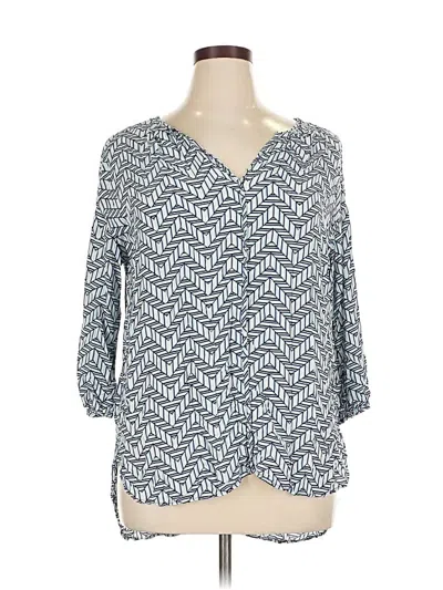 Pre-owned Stylus 3/4 Sleeve Blouse In Blue