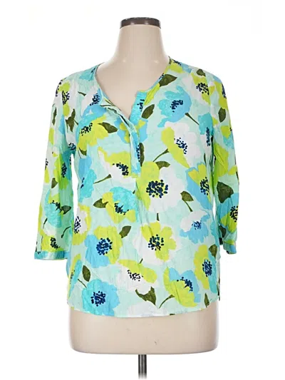 Pre-owned Stylus 3/4 Sleeve Blouse In Green