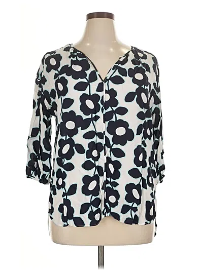 Pre-owned Stylus 3/4 Sleeve Blouse In White