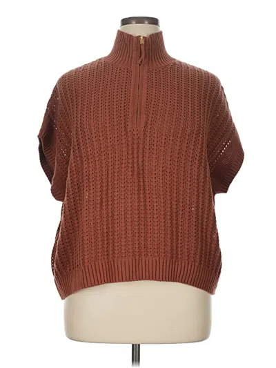 Pre-owned Stylus 3/4 Sleeve Top Brown Mock Neckline Tops
