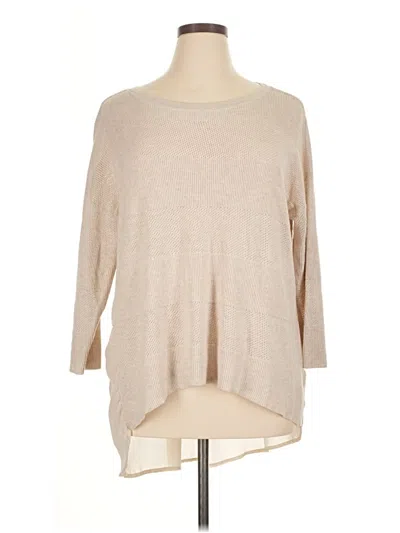 Pre-owned Stylus 3/4 Sleeve Top Tan Boatneck Tops