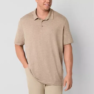 Stylus Big And Tall Mens Regular Fit Short Sleeve Polo Shirt In Sand