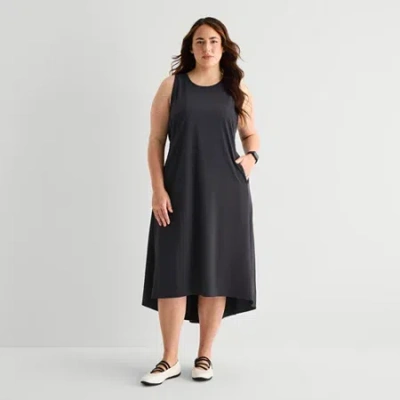 Stylus Easy Tank Maxi Dress Womens Plus Sleeveless Maxi Dress In Black