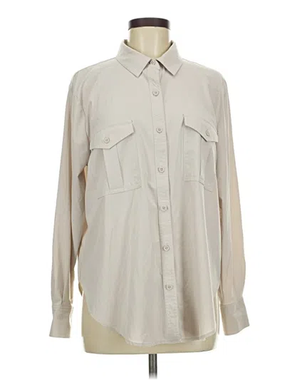 Pre-owned Stylus Long Sleeve Blouse In White