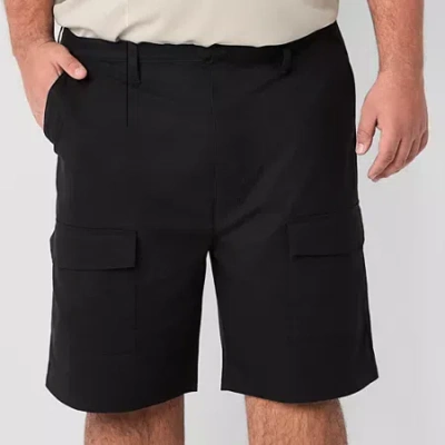 Stylus Mens 9" Mid Rise Big And Tall Stretch Fabric Cargo Short In Black