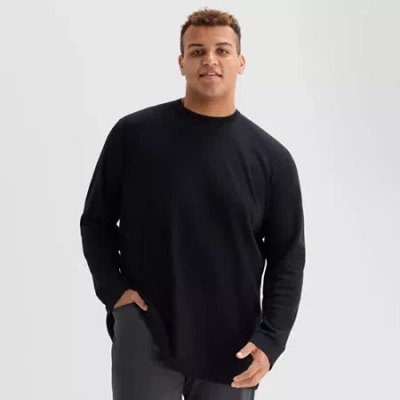 Stylus Mens Crew Neck Long Sleeve Big And Tall T-shirt In Black