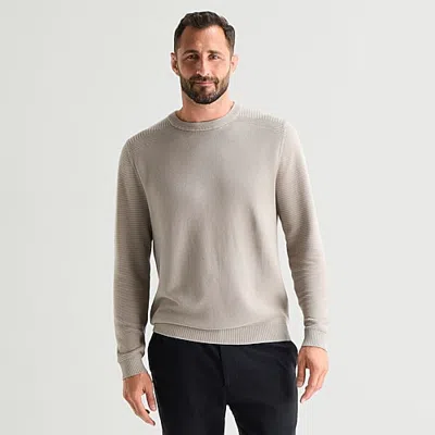 Stylus Mens Crew Neck Long Sleeve Pullover Sweater In Beige