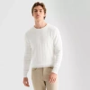Stylus Mens Crew Neck Long Sleeve Pullover Sweater In White