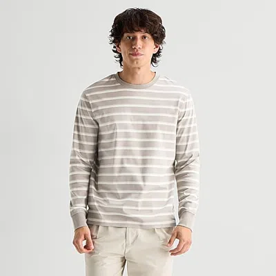 Stylus Mens Crew Neck Long Sleeve T-shirt In Beige