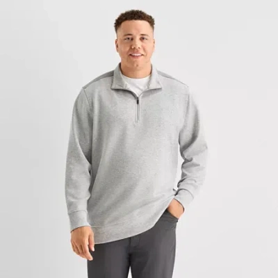 Stylus Mens High Neck Long Sleeve Big And Tall Quarter-zip Pullover In Gray