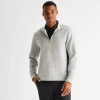 Stylus Mens High Neck Long Sleeve Quarter-zip Pullover In Gray