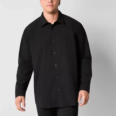 Stylus Mens Long Sleeve Regular Fit Big And Tall Button-down Shirt In Black
