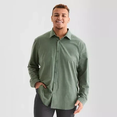 Stylus Mens Long Sleeve Regular Fit Big And Tall Button-down Shirt In Green