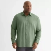 Stylus Mens Long Sleeve Regular Fit Big And Tall Button-down Shirt In Green