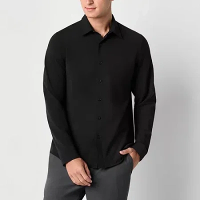 Stylus Mens Long Sleeve Regular Fit Button-down Shirt In Black