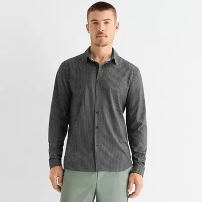 Stylus Mens Long Sleeve Regular Fit Button-down Shirt In Black