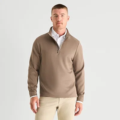 Stylus Mens Mock Neck Long Sleeve Quarter-zip Pullover In Brown