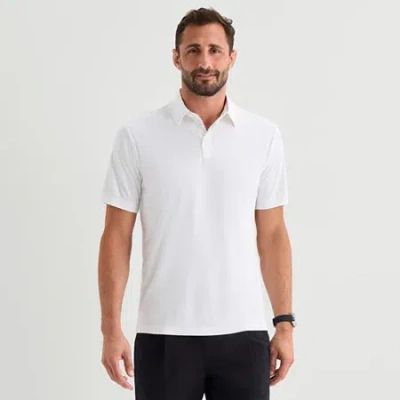 Stylus Mens Regular Fit Elbow Sleeve Polo Shirt In White
