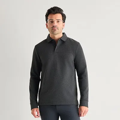 Stylus Mens Regular Fit Long Sleeve Polo Shirt In Black