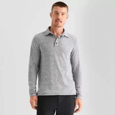 Stylus Mens Regular Fit Long Sleeve Polo Shirt In Gray