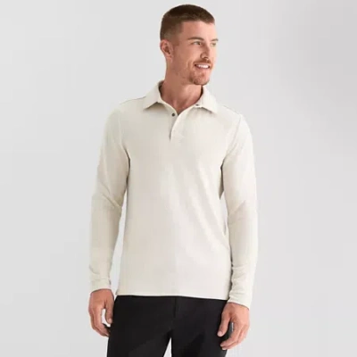 Stylus Mens Regular Fit Long Sleeve Polo Shirt In Sand