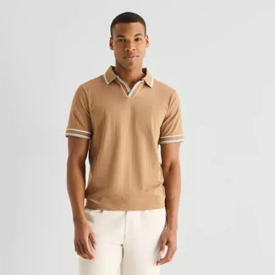 Stylus Mens Regular Fit Short Sleeve Polo Shirt In Brown