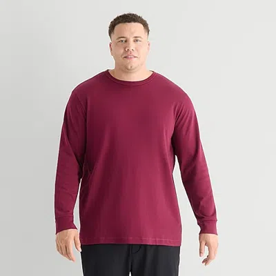 Stylus Mens Round Neck Long Sleeve Plus T-shirt In Red